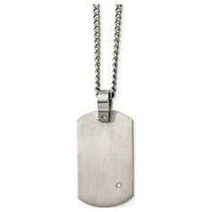 This men's dog tag pendant and chain set is crafted in sleek, durable titanium and is set with a single accent diamond. Rugged and handsome, this accessory is perfect for any occasion - from the big game to a day at the beach. Mens Titanium Dog Tag Pendant Necklace with Diamond Accent and Chain Size: one size.  Color: Silver.  Gender: male.  Age Group: adult. Modern Black Dog Tag Necklace, Mens Dog Tag Necklace, Black Personalized Dog Tag Necklace, Silver Tarnish-resistant Dog Tag Necklace, Nickel-free Silver Dog Tag Necklace, Man And Dog, Big Game, Men Necklace, Dog Tags