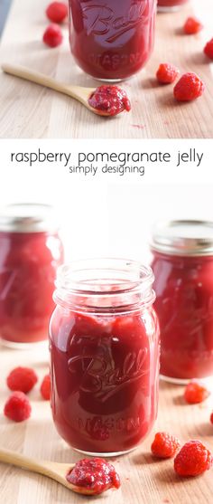 raspberry pomegranate jelly in a mason jar