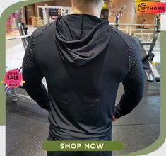 Men's Workout Shirt Running Shirt Long Sleeve Top Athletic Athleisure Winter Breathable Soft Sweat Wicking Running Jogging Training Sportswear Activewear Polka Dot Dark Grey Hemp Gray Black Hooded Sportswear Tops For Light Sports, Breathable Hooded Tops For Light Sports, Moisture-wicking Gym Tops For Sports Season, Hooded Gym Tops For Sports Season, Sportswear Tops For Training Season, Hooded Gym Top For Sports Season, Breathable Sportswear Tops For Winter, Athletic Fit Tops For Gym In Winter, Breathable Winter Sportswear Tops