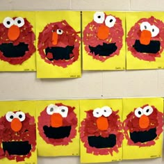 the sesame street characters are made out of construction paper and then cut to look like them