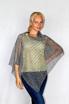 The poncho is very elegant and is suited to complement different outfits, it is also suitable for weddings or other formal events in your life. It's the simplest way to add some colour and freshness to your wardrobe and stylize your everyday garments. Knitted 100% linen ponchos. The poncho is available in one size. All the items are knitted on hand knitting machines after patterns and the scissors are not used. After that they are washed and finishing is done by ironing. Taking care of the produ Chic Summer Poncho In Cape Style, Chic Summer Cape Poncho, Elegant One Size Summer Poncho, Elegant One-size Summer Poncho, Knitting Machines, Knit Poncho, Ladies Poncho, Beach Boho, Knitted Poncho