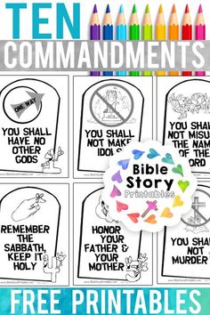 the ten commandments for bible study with free printables and color by numbers