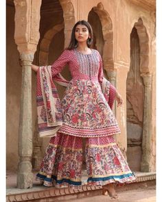 What You Can Wear This Rakshabandhan! Rajasthani Anarkali Dress, Rajasthani Kurti, Grara Dress, Frock Cotton, Garara Designs, Jewelry Nails, Different Types Of Dresses, Red Bridal Dress, Indian Kurti