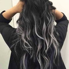 Gray Balayage, Fall Bathroom, Jet Black Hair, Black Hair With Highlights, Balayage Color, Caramel Highlights, Tattoo Women, Ombré Hair