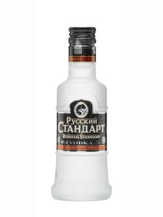 a bottle of russian vodka on a white background