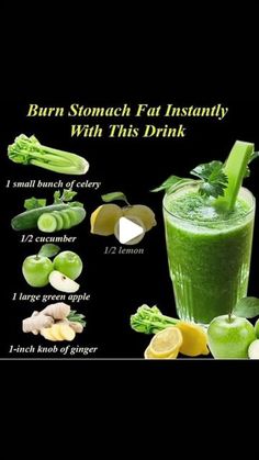 a green smoothie with ingredients to make it