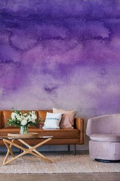 Abstract Watercolor Purple Wallpaper Mural Decoration Idea For Home Purple Wallpaper Room, Wallpaper Room, Abstract Art Wall, Luxury Wallpaper