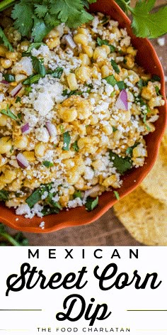 mexican street corn dip with cilantro and parsley