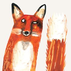 a painting of a fox with its eyes open