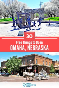 two pictures with the words free things to do in omaha, nebraska