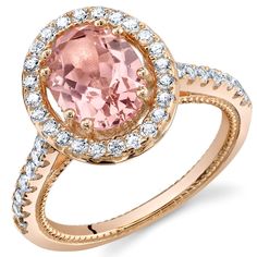 How about a classic solitaire with a twist? This elegant ring features a center that?s a pink simulated morganite gemstone; free shipping from Peora Sterling Silver Halo Ring, Silver Halo Ring, Jewelry Questions, Morganite Gemstone, Rose Tone, Elegant Ring, Classic Ring, Halo Ring, Halo Rings