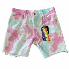 Levi’s 501 ‘93 Cut Off 7” Pride Tie Dye Shorts 30. New With Tags. Special Pride Release. Pretty White Pink And Light Blue Tie Dye Pattern. Open To Offers Aloha Always! Cheap Multicolor Letter Print Shorts, Pride Tie Dye, Light Blue Tie, Mens Jean Shorts, Levis Denim Shorts, Mens Denim Shorts, Vintage Denim Jeans, Tie Dye Pattern, Cargo Shorts Men