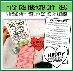 the first day mystery gift tags are great for students to use in their homeschool