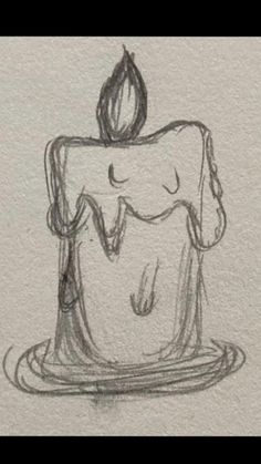 a drawing of a cake with a candle on it