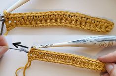 two pictures showing how to crochet the stitches