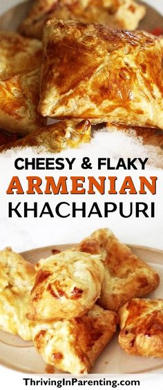 cheesy and flaky armenian khachapuri on a plate