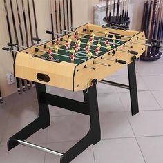 a foosball table in the middle of a room