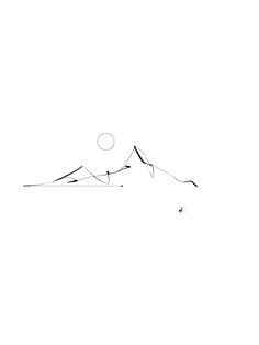 a black and white drawing of a mountain