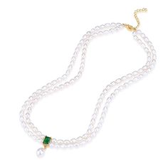 Super-Slim Freshwater Pearl Double Strand Emerald Layer Necklace for just $139.00 #pearls #ElegantPearls #pearlsmile #LovePearls #PearlGlamour #motherofpearls #PearlPerfection #houseofpearls #ClassyPearls #TimelessPearls Button Pearl Earrings, Old World Elegance, Pearl Cluster Ring, Pearl Earring Set, Deep Forest Green, 18k Gold Chain, Herringbone Necklace, Double Strand Necklace, Inspired Necklace