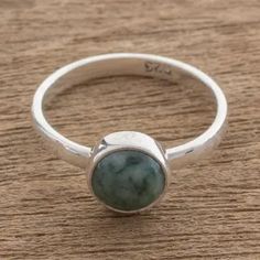 Circular Green Jade Single Stone Ring from Guatemala - Beautiful Circle in Green | NOVICA Dnd Fairy, Stella Maris, Ring Inspo, Single Stone Ring, Silver Rings With Stones, Dope Jewelry, Jade Ring, Funky Jewelry, Single Stone