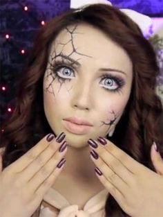 Scary Doll Makeup, Broken Doll Costume, Doll Face Makeup