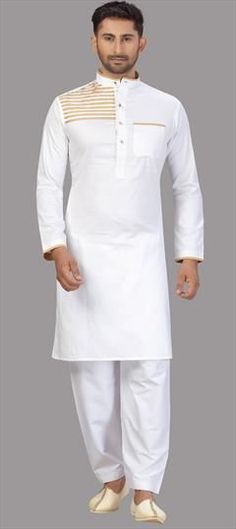 White and Off White color Pathani Suit in Cotton fabric with Pleats work White Cotton Formal Sets, White Pathani For Men, Pakistani Pathani, Pathani Suit For Men, Pathani For Men, Pathani Suit, Suit With Jacket, Kurta Style, Kurta With Pants