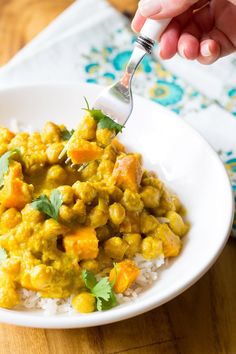 Crockpot Chickpea Curry Recipe - Try this easy vegetarian slow cooker chickpea curry recipe that is gluten-free and can be prepared dairy-free, too! #ASpicyPerspective #SlowCooker #Crockpot #Chickpea #Curry #ChickpeaCurry #ChickpeaCurryRecipe #CrockpotCurry #IndianCurry #Indian #GlutenFree Slow Cooker Chickpea Curry, Trini Recipes, Crock Pot Curry, Indian Chickpea Curry, Chickpeas Curry, Chickpea Curry Recipe, A Spicy Perspective, Slow Cooker Vegetarian