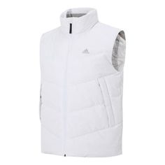 adidas Down Vest 'White' IS0369 White Adidas Athleisure Outerwear, White Adidas Logo Functional Outerwear, White Adidas Functional Outerwear, White Functional Adidas Outerwear, Functional White Adidas Outerwear, White Sporty Breathable Outerwear, White Adidas Logo Sportswear Outerwear, White Adidas Sportswear Outerwear, Functional White Outerwear With Three Stripes Branding