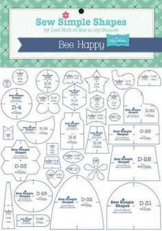 the sew simple shapes bee happy pattern is shown in front of a green and white background