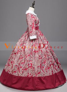 Victorian Renaissance Red Floral Cival War Southern Belle Dress   Condition: Brand New  Color: amp;nbsp; As Picture  Material: Cotton And Stain  Silhouette: Ball Gown  Sleeve Length: Long Sleeve  Dresses Length:Floor-Length  Neckline: Turn-Down Collar  Decoration: Bow  Style: Vintage  Includes: Dress    amp;nbsp;    amp;nbsp; Regency Style Victorian Costume Dress For Medieval Festivals, Regency Style Victorian Dress For Medieval Festivals, Red Historical Costume Party Dress, Victorian Dress Costume For Medieval Festivals, Regency Style Victorian Ball Gown For Costume Party, Red Medieval Dress For Costume Party And Festivals, Red Historical Design Dress For Costume Party, Elegant Red Victorian Dress With Historical Design, Red Vintage Victorian Dress For Fancy Dress