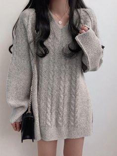 ⚡Buy 2023 Solid Color V Neck Cable Knit Sweater Black ONE SIZE under $25.00 in Sweaters at AnotherChill.com Online. Style: Casual/Street/Vintage/Sweet/Preppy. Fabric Content: Polyester. Fit Type: Loose Fit. Neckline: V Neck. Sleeve Length: Long Sleeve. Versatile Style: Elevate your wardrobe with this versatile sweater that effortlessly blends casual, street, vintage, sweet, and preppy vibes.. High-Quality Fabric: Crafted from durable yet comfortable polyester, this sweater ensures lasting qualit V Neck Cable Knit Sweater, Preppy Fabric, Preppy Vibes, Patchwork Cardigan, Cozy Coats, Grey Knit Sweater, Cable Knit Sweater, White Sweaters, V Neck Dress