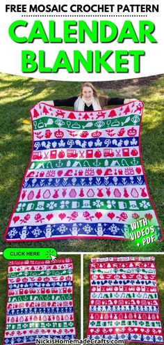 the free mosaic crochet pattern calendar blanket