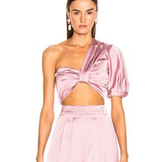 Brand New Fast Shipping Price Is Firm - No Offers Pink Satin Top For Evening, Feminine Cropped Tops For Evening, Feminine Pink Top For Evening, Formal Pink Satin Tops, Pink Cropped Top For Evening, Elegant Pink Cropped Top, Pink Satin Outfit, Satin Outfit, Satin Crop Top