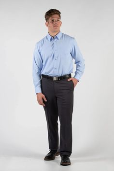 Blue Slim Fit Formal Top, Blue Long Sleeve Tops With Welt Pockets, Fitted Dress Shirt For Business, Blue Slim Fit Dress Shirt For Business Casual, Blue Slim Fit Dress Shirt For Work, Tailored Blue Shirt For Formal Occasions, Blue Long Sleeve Dress Shirt For Office, Tailored Blue Semi-formal Shirt, Fitted Shirt With Welt Pockets For Business