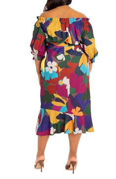 Vibrant flowers burst forth on this beautiful off-the-shoulder dress that's destined to light up every garden party, champagne brunch and wine tasting. Off-the-shoulder neck Three-quarter sleeves 95% polyester, 5% spandex Hand wash, dry flat Imported Party Champagne, Champagne Brunch, Vibrant Flowers, Long Shirt Dress, Long Sleeve Shirt Dress, Shop Maxi Dresses, Floral Dress Black, Two Piece Dress, Piece Dress