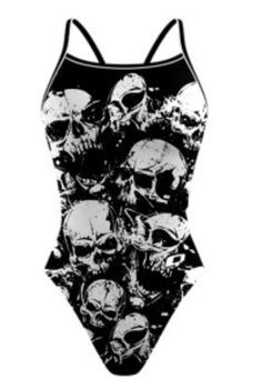 a women's swimsuit with skulls on it