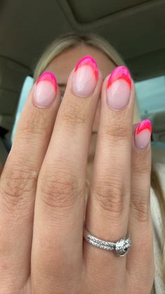 Preppy Car, Pink Tip Nails, Teen Nails, Acrylic Nails Coffin Short