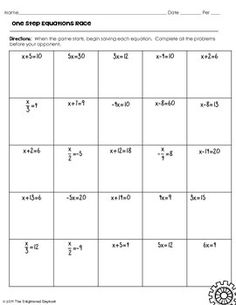 the worksheet for adding and subming fractions to one - step expressions