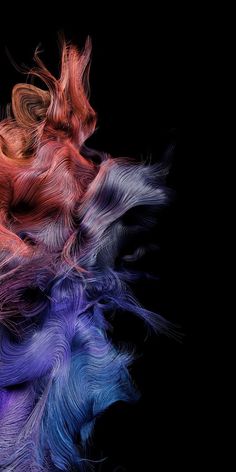 an abstract image of colorful feathers on a black background