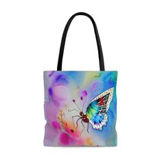 Butterfly abstract tote bag, gift for her, book bag, reusable grocery bag, travel tote This practical, high-quality Tote Bag is available in three sizes. All over print provides comfort with style at the beach or out in town. Made from reliable materials, lasting for seasons. .: 100% Polyester .: Boxed corners .: Black inner stitching, transparent thread on hems. .: Black cotton handles .: With non-woven laminate inside .: NB! Size tolerance 0.75" (1.9 cm)) Watercolor Moth, Abstract Tote Bag, Book Bag, Reusable Grocery Bags, Travel Tote, Bag Shoulder, Grocery Bag, Travel Bag, Black Cotton