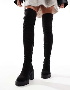 Zapatos de ASOS DESIGN Tu nuevo par favorito Diseño por encima de la rodilla Cierre de cremallera lateral Puntera redondeada Diseño de suela gruesa Tacón alto de bloque Wide Calf Chunky Platform Knee-high Boots With Round Toe, Knee-high Platform Boots With Reinforced Heel For Wide Calf, Knee-high Chunky Platform Boots In Synthetic, Black Wide Calf Knee-high Boots With Chunky Platform, Knee-high Chunky Platform Heeled Boots Medium Width, Luxury Gifts For Her, Trainer Heels, Dress Bra, White Trainers