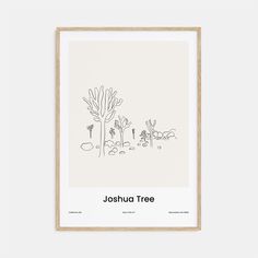 the joshua tree is shown in black and white, with an outline drawing on it