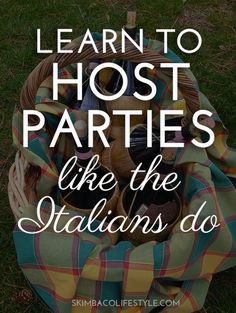 a basket full of food with the words learn to host parties like the stallions do