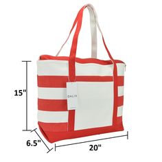 - FEATURES: 18 Oz. Heavy Duty Cotton, Zippered Main Compartment, Front Pocket. - SIZE: 23 inches (Length) x 15 inches (Width) x 6 inches (Depth). - DROP HANDLE (Extended) : 9 inches (Length) - MATERIAL: 18 Oz. Cotton - COLORS: Pink, Purple, Red, Navy Blue, Black, Royal Red, USA - CLOSURE: Zipper DALIX brings quality and convenience to complement your outings. Our Cotton Canvas tote is not only easy on the eyes, but it is also very durable with its 18 oz. quality material and stitching. In the ma Canvas Bucket Beach Bag, Summer Cotton Beach Bag For Daily Use, Travel Cotton Tote Beach Bag, Summer Canvas Bag With Large Capacity, Cotton Tote Shoulder Bag For Beach Season, Summer Large Capacity Cotton Canvas Bag, Cotton Bucket Shoulder Bag For Beach, Canvas Bucket Beach Bag For Daily Use, Large Capacity Cotton Beach Bag For Vacation