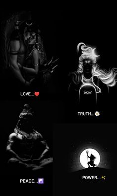 some black and white images with the words love, truth, power, and peace