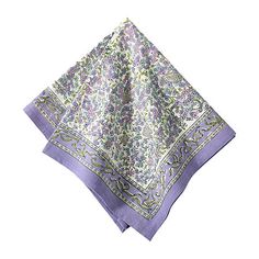 an image of a purple and green paisley print scarf on a white background with clipping for text