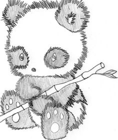 a drawing of a panda bear with an arrow in it's mouth and the caption that reads, i pick that kids can draw