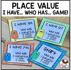 place value game for students to practice numbers and words in the form of an i have who has game