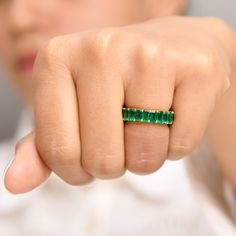 Real emerald eternity band ring gold | Natural 5x3MM 6CTW emerald cut emerald shared prong eternity band ring gold | Green emerald ring gold GEMSTONE DETAILS : ✦ Gemstone : Emerald ✦ Gemstone Type : Natural ✦ Gemstone Size : 5x3 MM ✦ Gemstone Shape : Emerald cut / Octagon cut ✦ Number of Gemstones : 21 ✦ Gemstone Weight : 6 Carats ✦ Gemstone Grade : AAA METAL DETAILS : ✦ Metal : 14K/18K Gold ✦ Metal Color : Yellow / White / Rose Gold ✦ Setting : Shared Prong Setting ✦ Ring Box : Yes SHIPPING DET Fine Jewelry Green Emerald Cut Eternity Band, Green Emerald Eternity Band With Emerald Cut, Green Emerald Cut Emerald Eternity Band, Green Emerald Cut Eternity Band, Gift Emerald Cut Eternity Band With Prong Setting, Emerald Cut Eternity Band With Prong Setting Gift, Emerald Cut Gemstone Eternity Band For Formal Occasions, Formal Emerald Cut Eternity Band With Gemstone, Formal Emerald Cut Gemstone Eternity Band