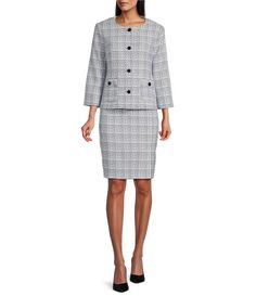 Shop for Nipon Boutique Tweed Button Front Patch Pocket Pencil Slit Jacket Skirt Set at Dillard's. Visit Dillard's to find clothing, accessories, shoes, cosmetics & more. The Style of Your Life. Dillard's, Classy Dress, Classy Outfits, Aesthetic Clothes, Patch Pocket, Jacket Dress, Blazer Jacket, Clothing Accessories, Skirt Set